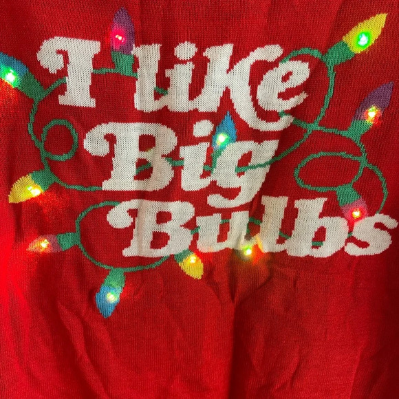 Tipsy Elves Sweater Light Up I like Big Bulbs Christmas Party size M - Picture 3 of 11